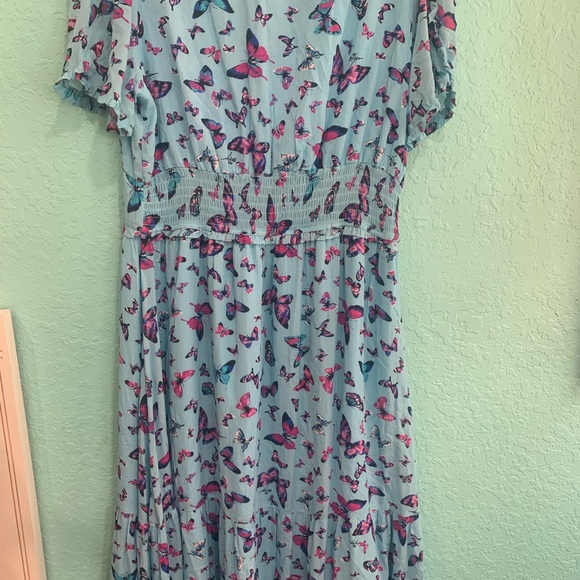 Betsey Johnson Aqua Butterfly Dress NWT 14  Y2K garden party fairy Easter spring - Picture 5 of 7